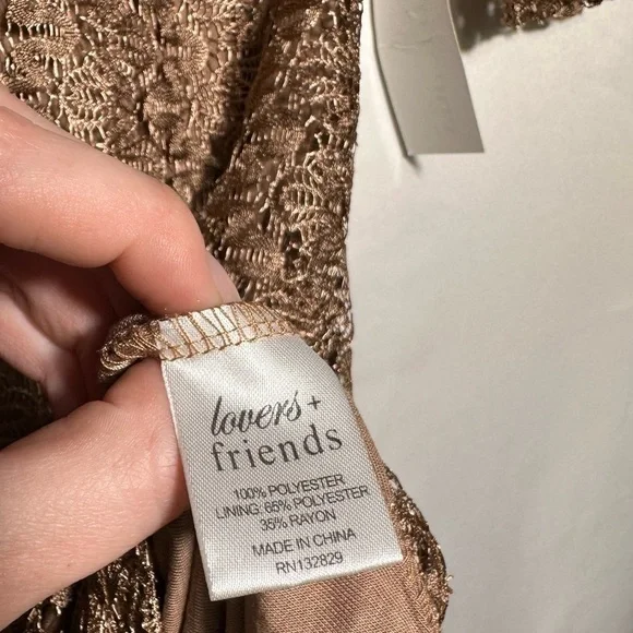 NWT Lovers + Friends Brown Lace Dress Size XS - Picture 6 of 7